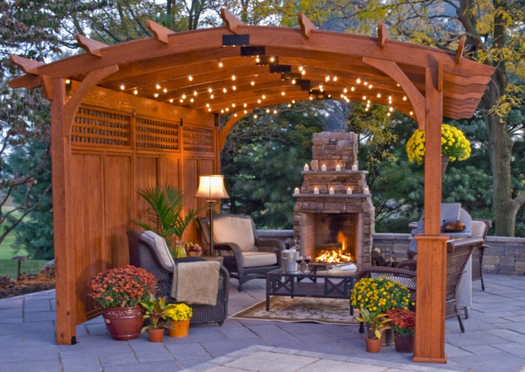 Modern gazebo custom design in Dubai with elegant outdoor seating and premium materials