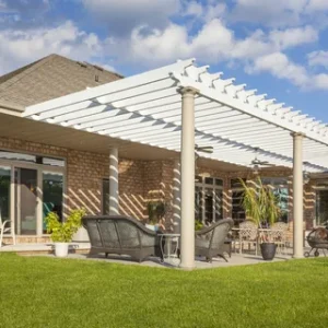 Expert team installing luxury pergola structures in Dubai